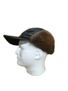 Leather Ranch Cap w Muskrat Fur Flaps