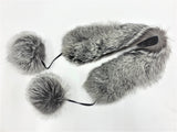 Silver Fox Scarf with Pompoms