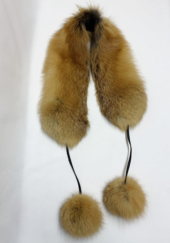 Red Fox Scarf with Pompoms