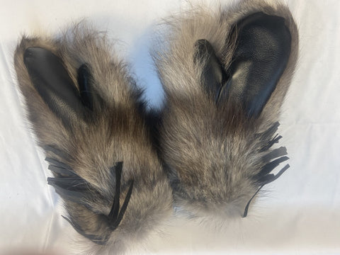 Black Wolf Fur Mitts - Canadian Expedition Mitts
